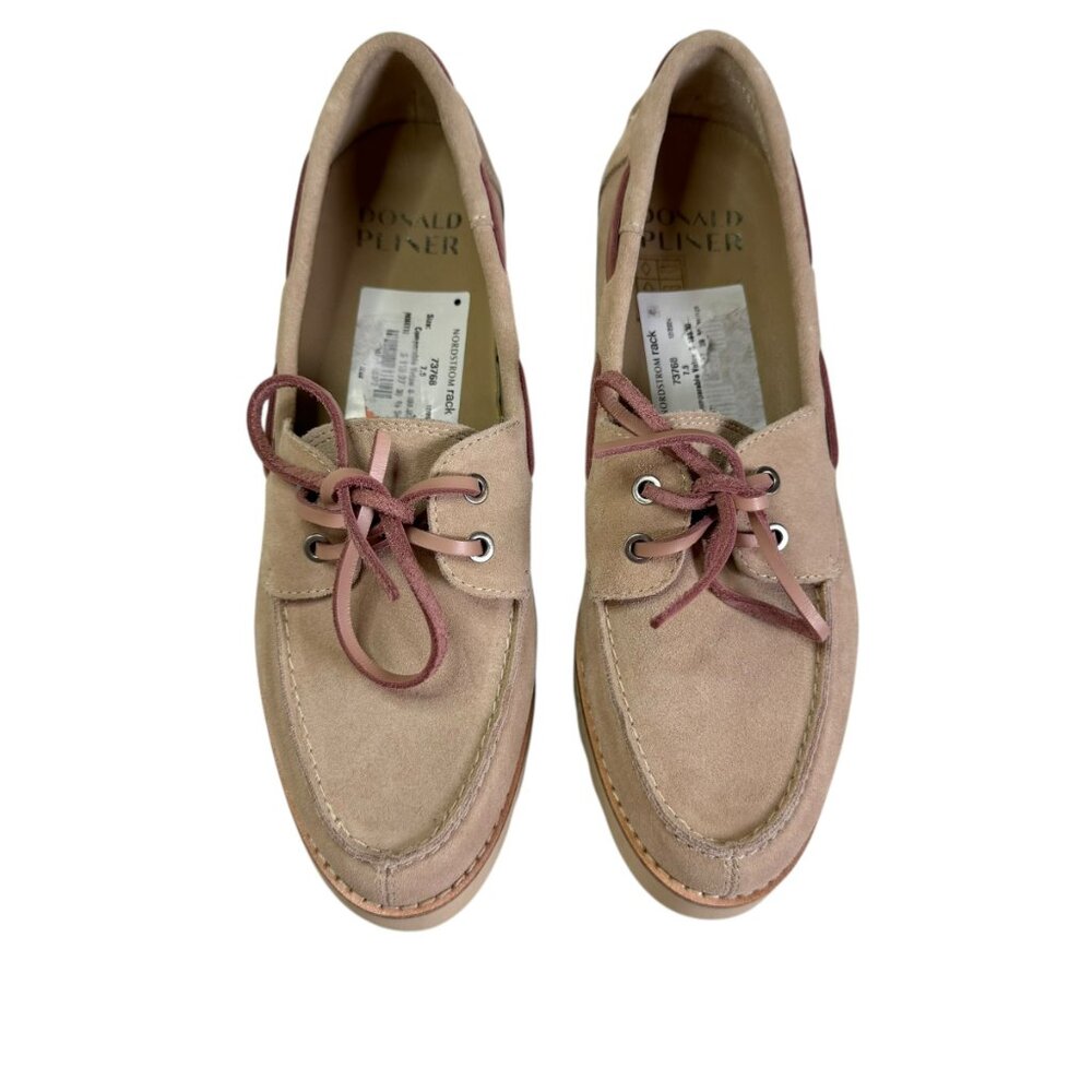 NWT Donald J Pliner Charlie Suede Lug Sole Boat Shoes Taupe Blush Pink SZ:7.5